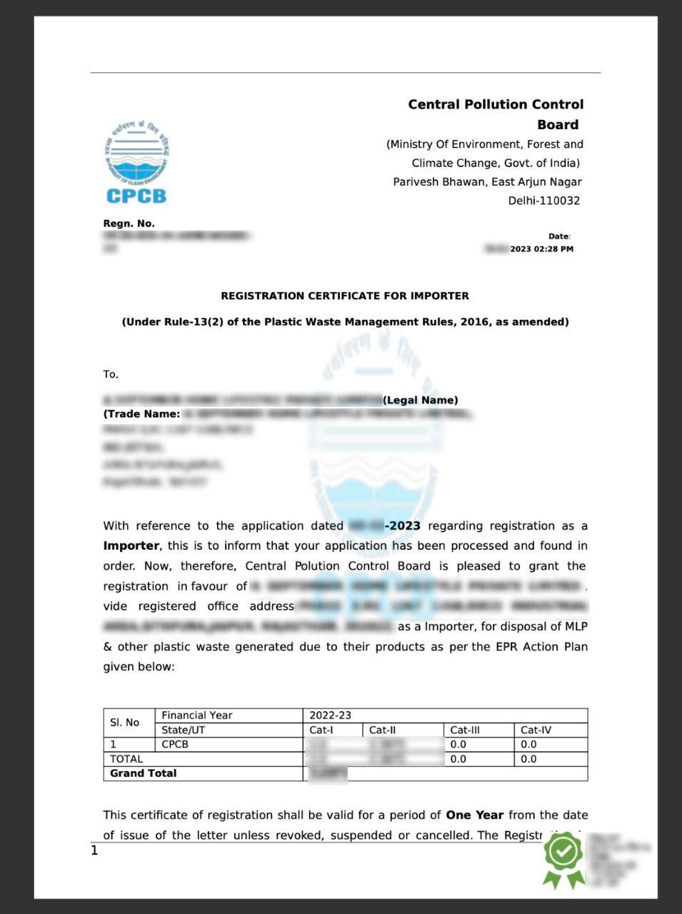 Plastic waste management EPR Registration EPR Certificate