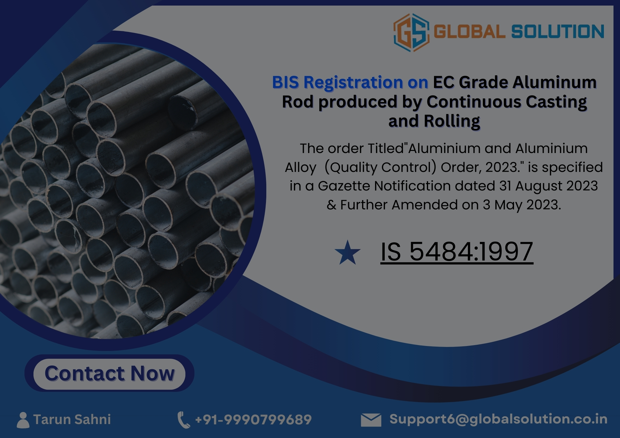 BIS Registration on EC Grade Aluminium Rod produced by Continuous Casting and Rolling